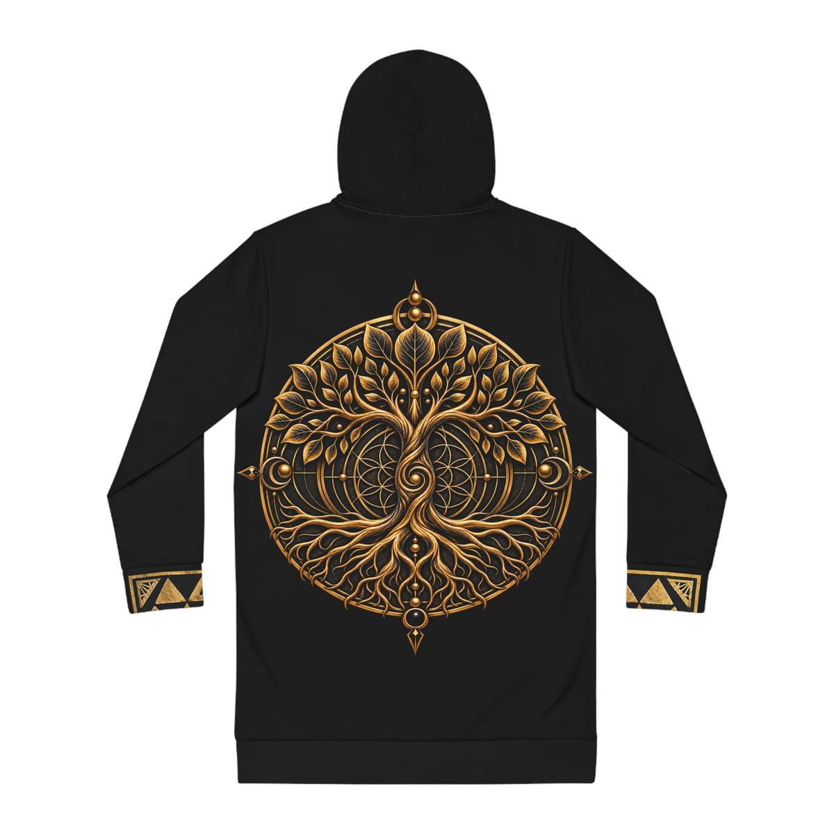Tree of Life Tribal Pattern Hoodie Dress | Floral Geometric AOP
