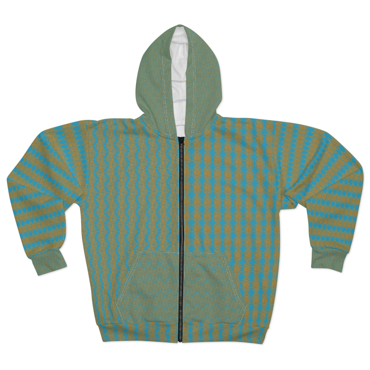 Stoneyer Striped Zip Hoodie — Green & Gold All-Over Print