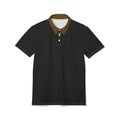 Gold Geometric Collar and Sleeve Polo Shirt | White Polo