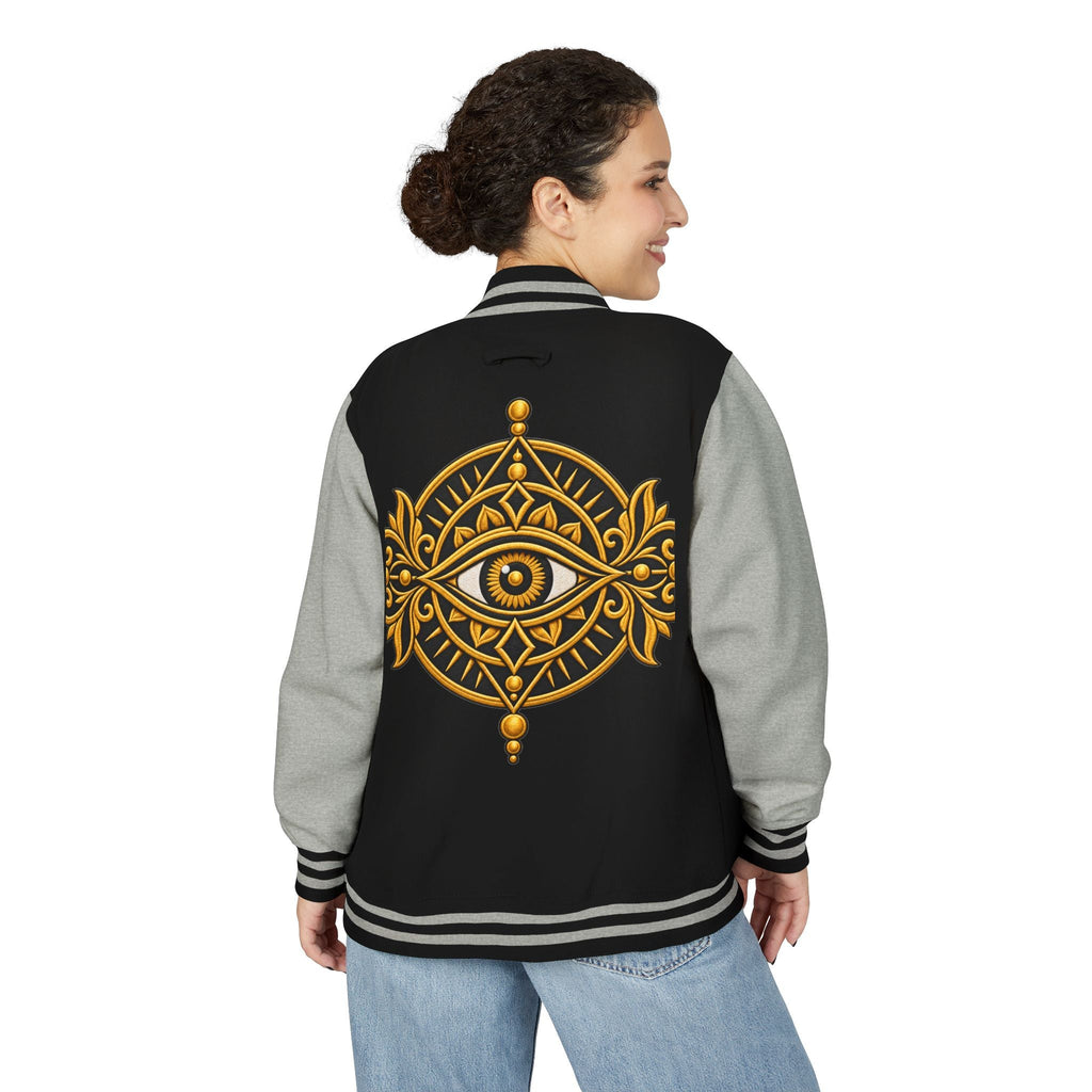 Mystic Eye Letterman Jacket — Vintage Gold Occult Varsity Jacket
