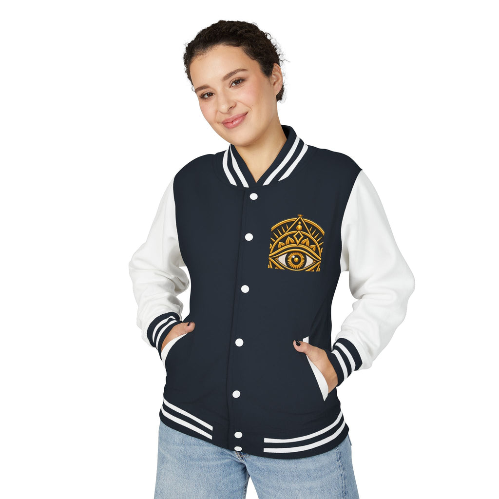 Mystic Eye Letterman Jacket — Vintage Gold Occult Varsity Jacket