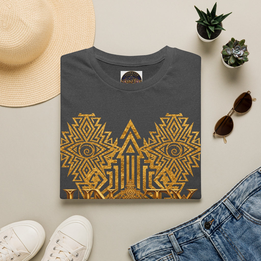 Protection Masculine Geometric  T-Shirt — Sacred Symbol Tee with Mandala Center