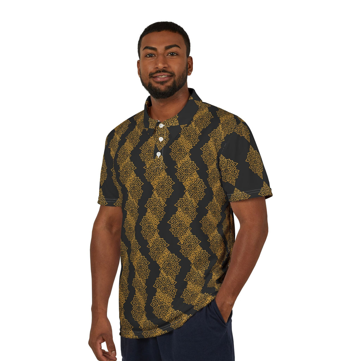 Unity is Gold eagle Snake-Scale Pattern Polo