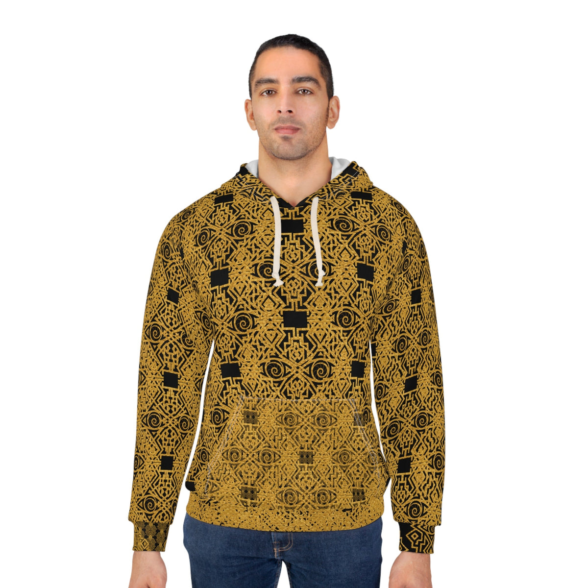 Stoneyer Unity Balance Pattern Hoodie— Gold Aztec All-Over Print Hoodie