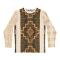 Men's Tribal Geometric Long Sleeve Shirt — Heritage Aztec-Inspired All-Over Print