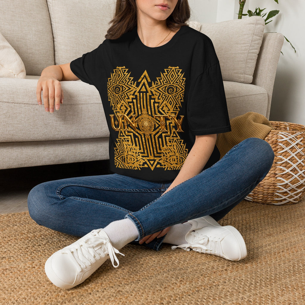 Protection Masculine Geometric  T-Shirt — Sacred Symbol Tee with Mandala Center