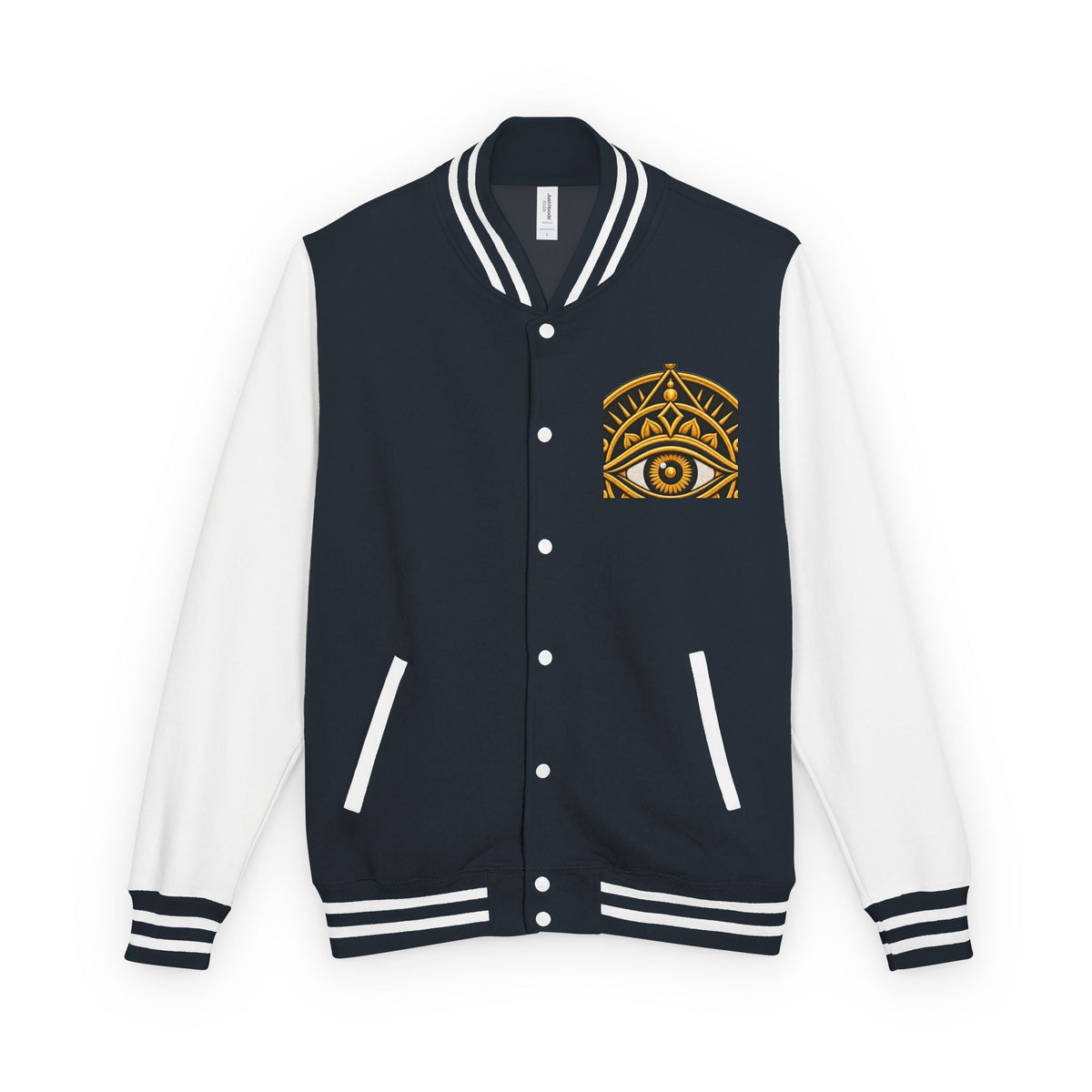 Mystic Eye Letterman Jacket — Vintage Gold Occult Varsity Jacket