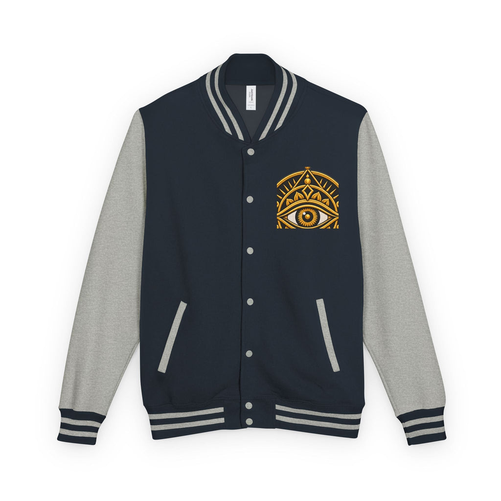 Mystic Eye Letterman Jacket — Vintage Gold Occult Varsity Jacket
