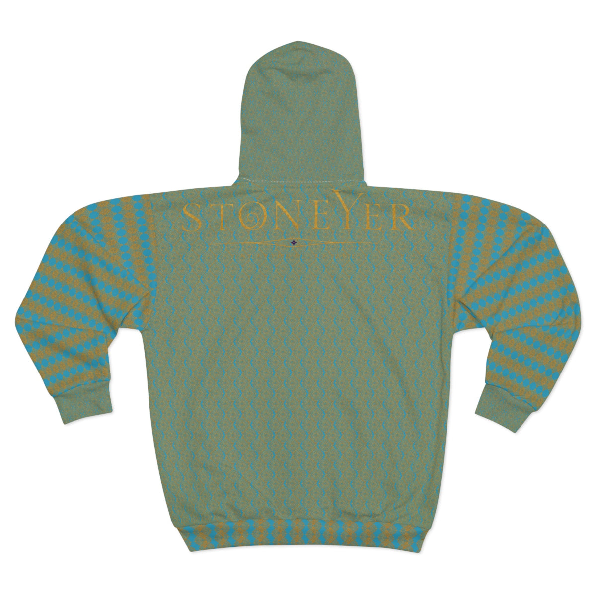 Stoneyer Striped Zip Hoodie — Green & Gold All-Over Print