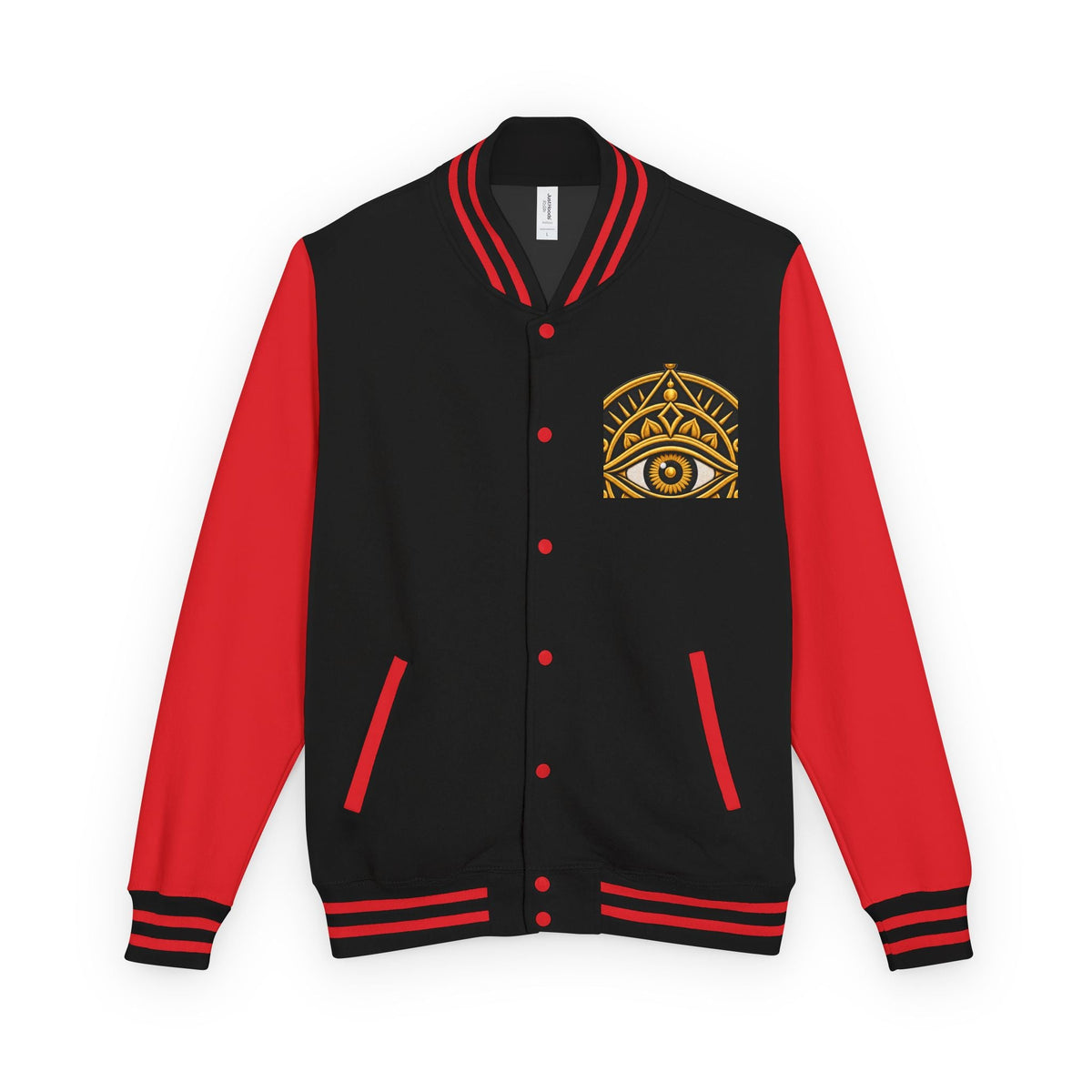Mystic Eye Letterman Jacket — Vintage Gold Occult Varsity Jacket