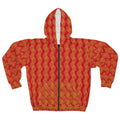 StoneYer Unity Zip Hoodie - Bold Orange Patterned Full-Zip Hoodie