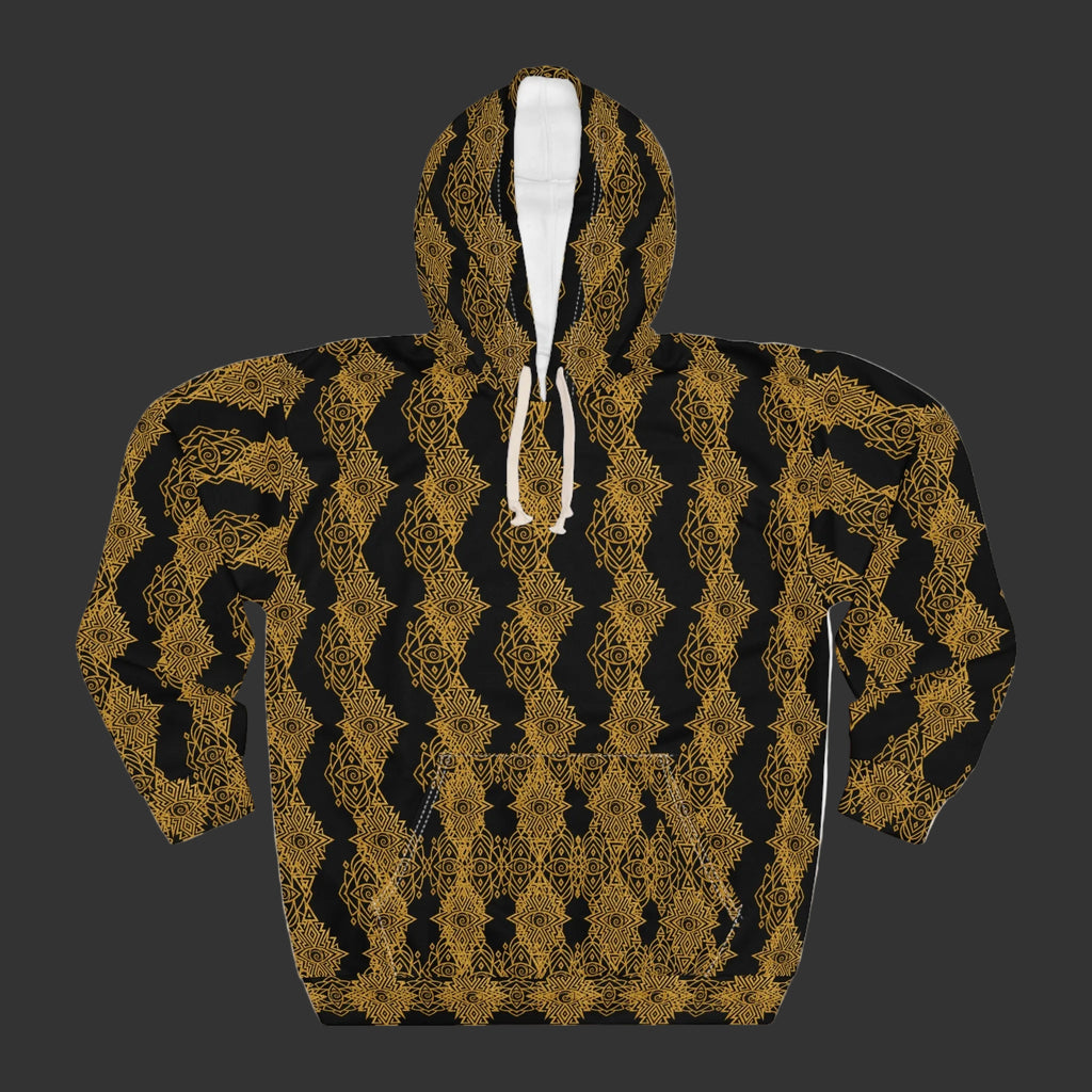 P&P Gold & Black Snake Diamond Hoodie – All-Over Print Fashion Pullover