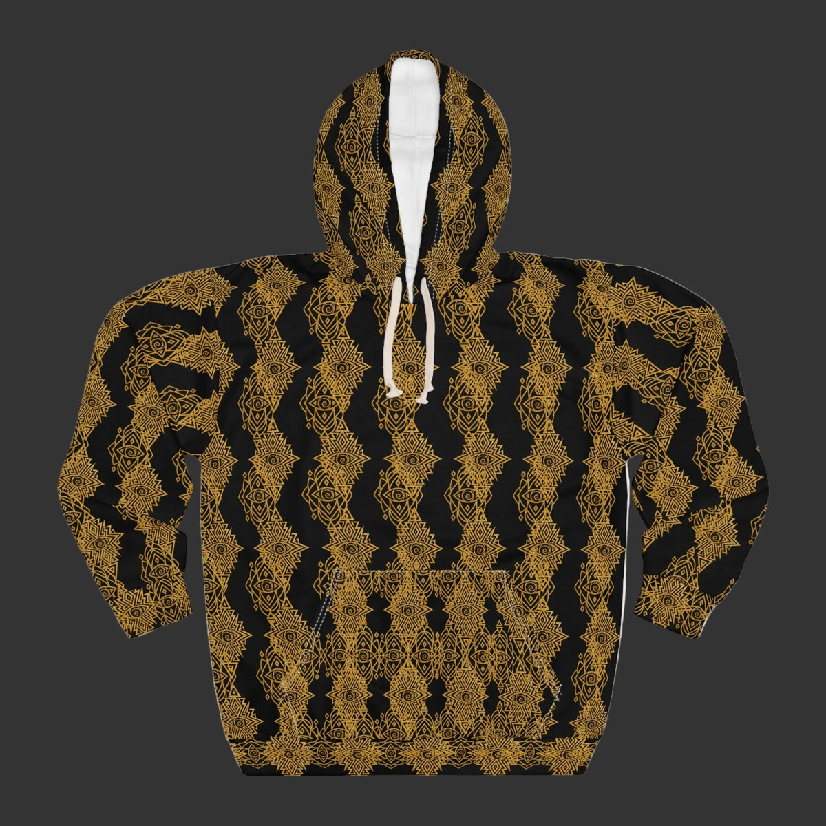 P&P Gold & Black Snake Diamond Hoodie – All-Over Print Fashion Pullover