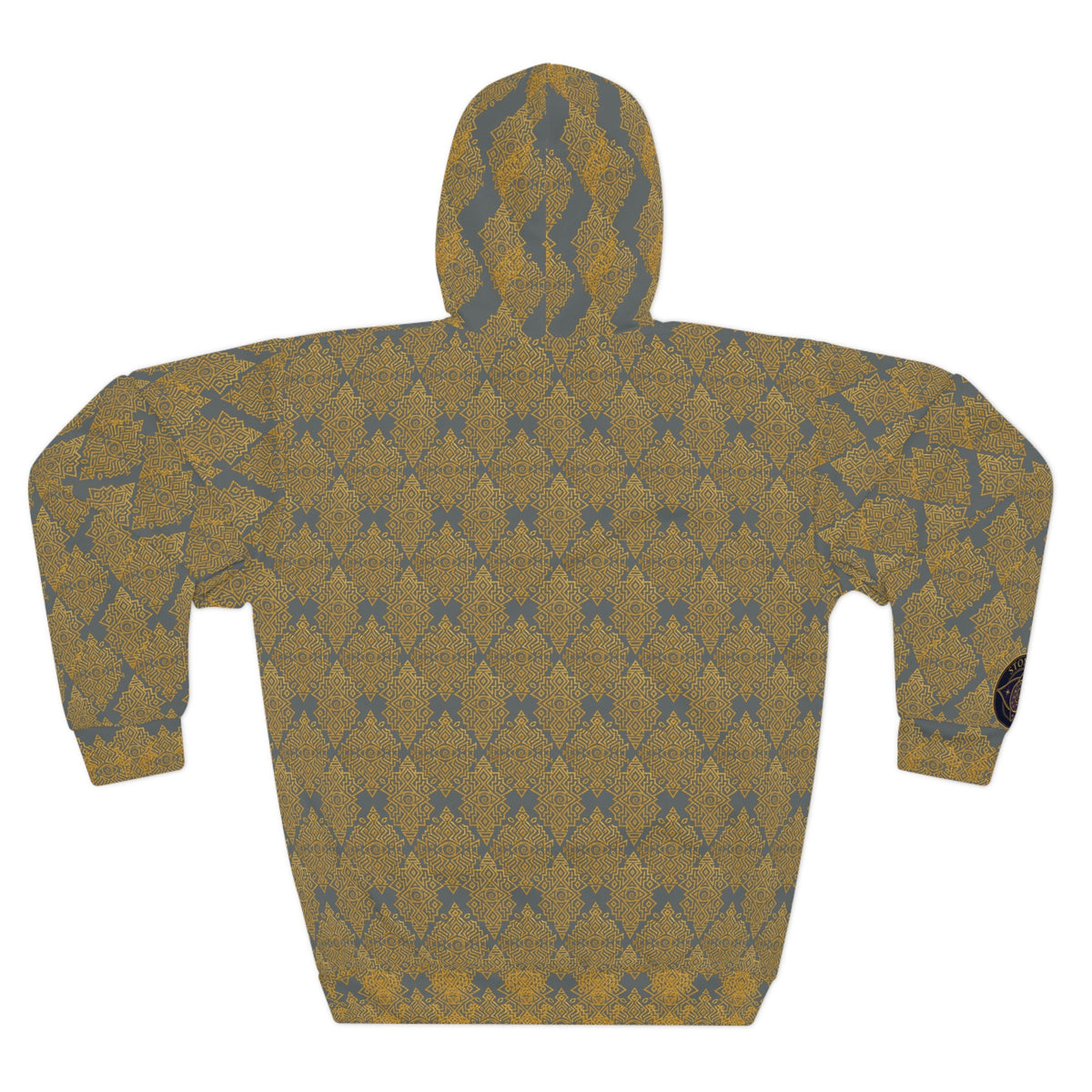 StoneYer Unity in Power Knit-Pattern Hoodie – Vintage Mustard All-Over Print