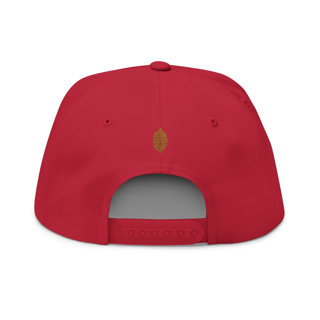 Geometric All-Seeing Eye Embroidery Flat Bill Cap | Aztec-Inspired Symbol