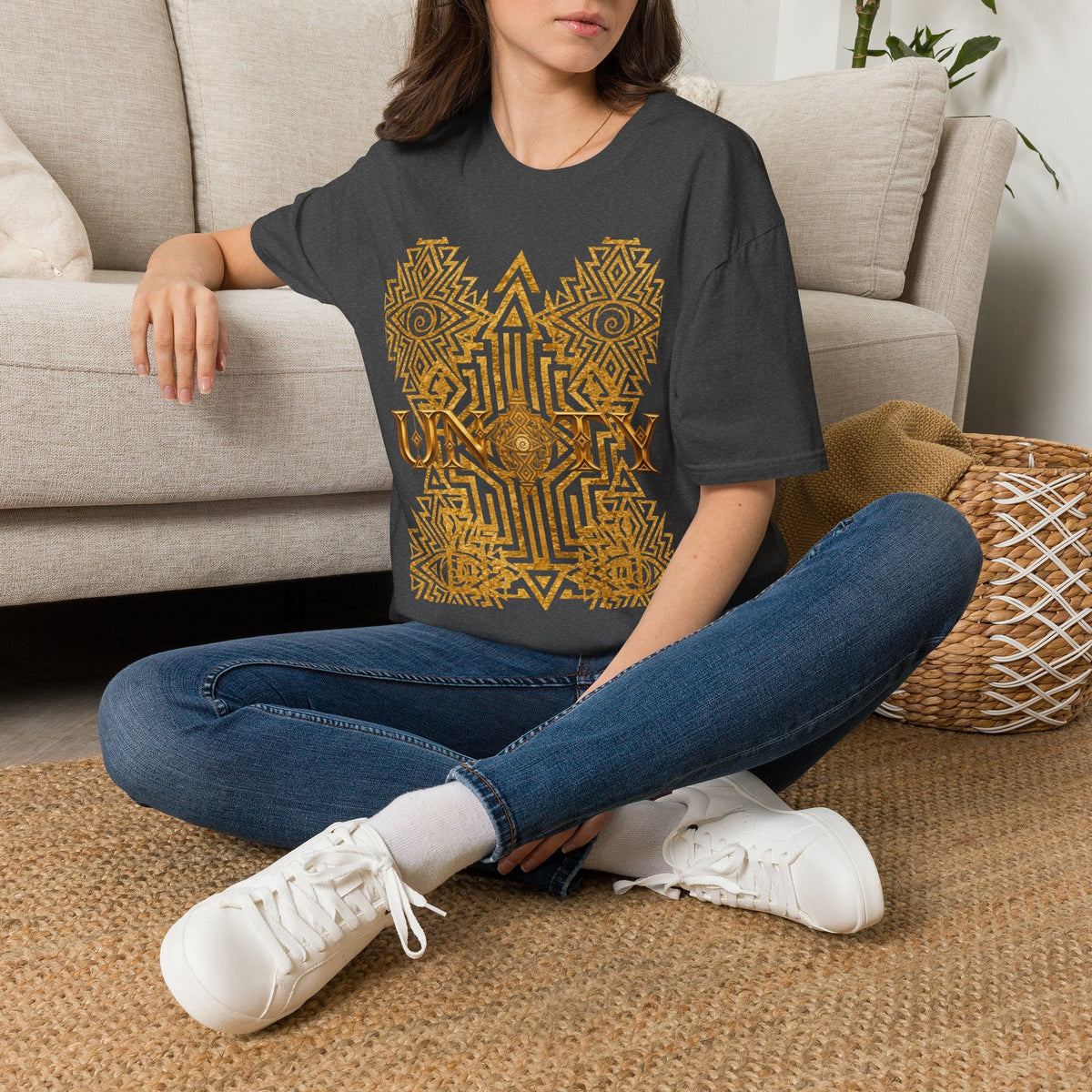 Protection Masculine Geometric  T-Shirt — Sacred Symbol Tee with Mandala Center