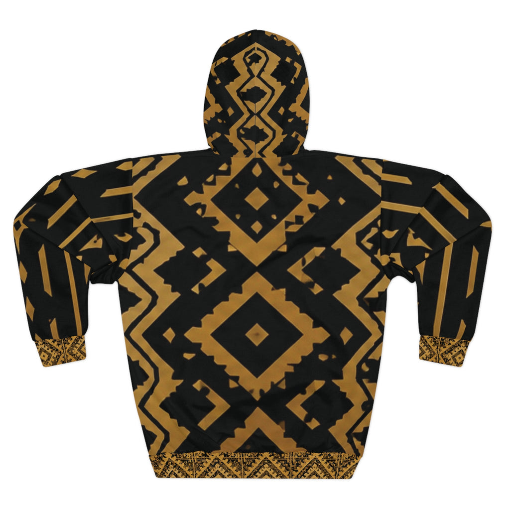 Gold Aztec Tribal Pattern Hoodie | Black and Amber Aztec Pullover