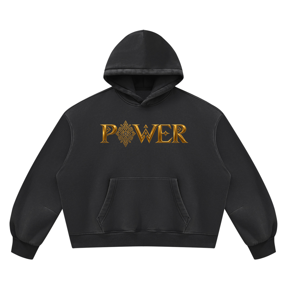 StoneYer Power Symbol Vintage Boxy Fleece Hoodie