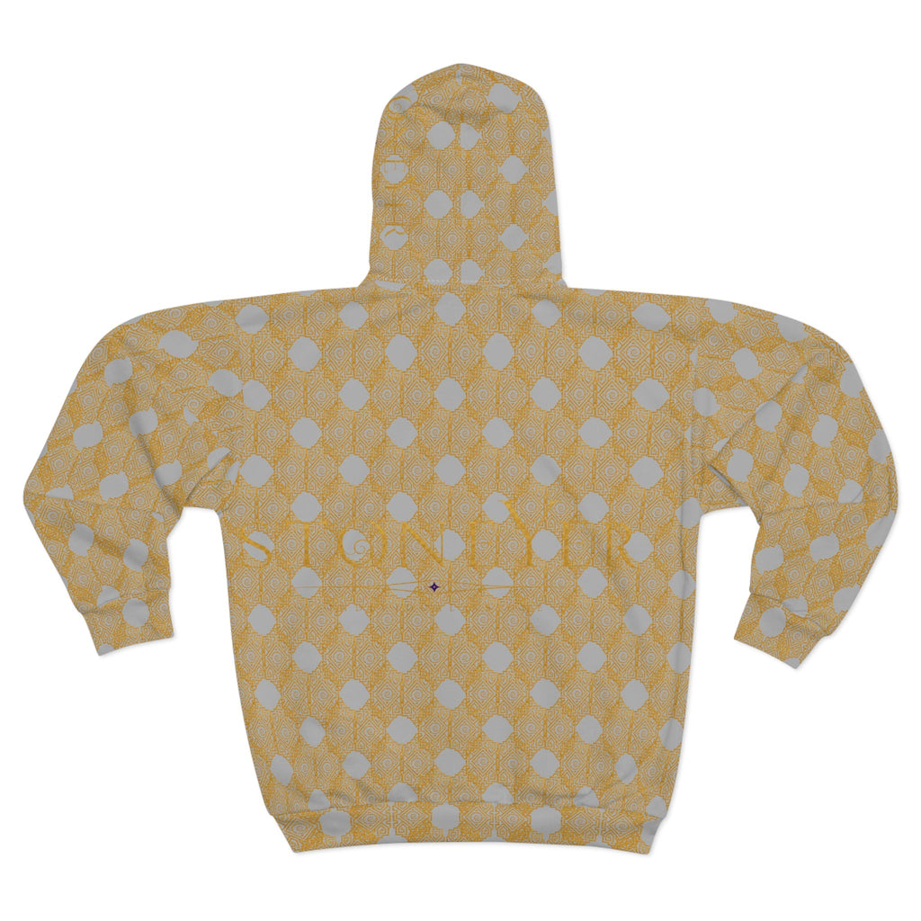 Gold Dot Zip Hoodie  — StoneYer Os Vintage  Balance Sunbeam All-Over Print