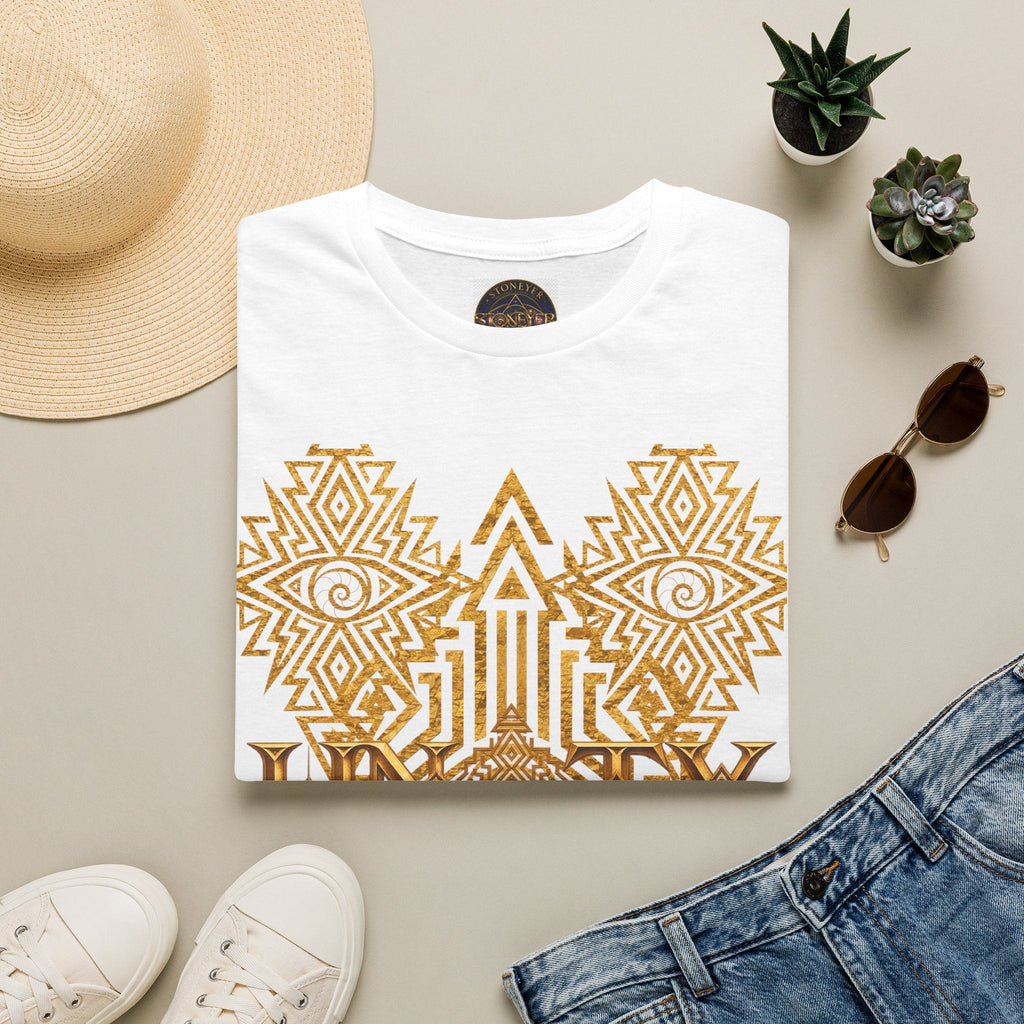 Protection Masculine Geometric  T-Shirt — Sacred Symbol Tee with Mandala Center