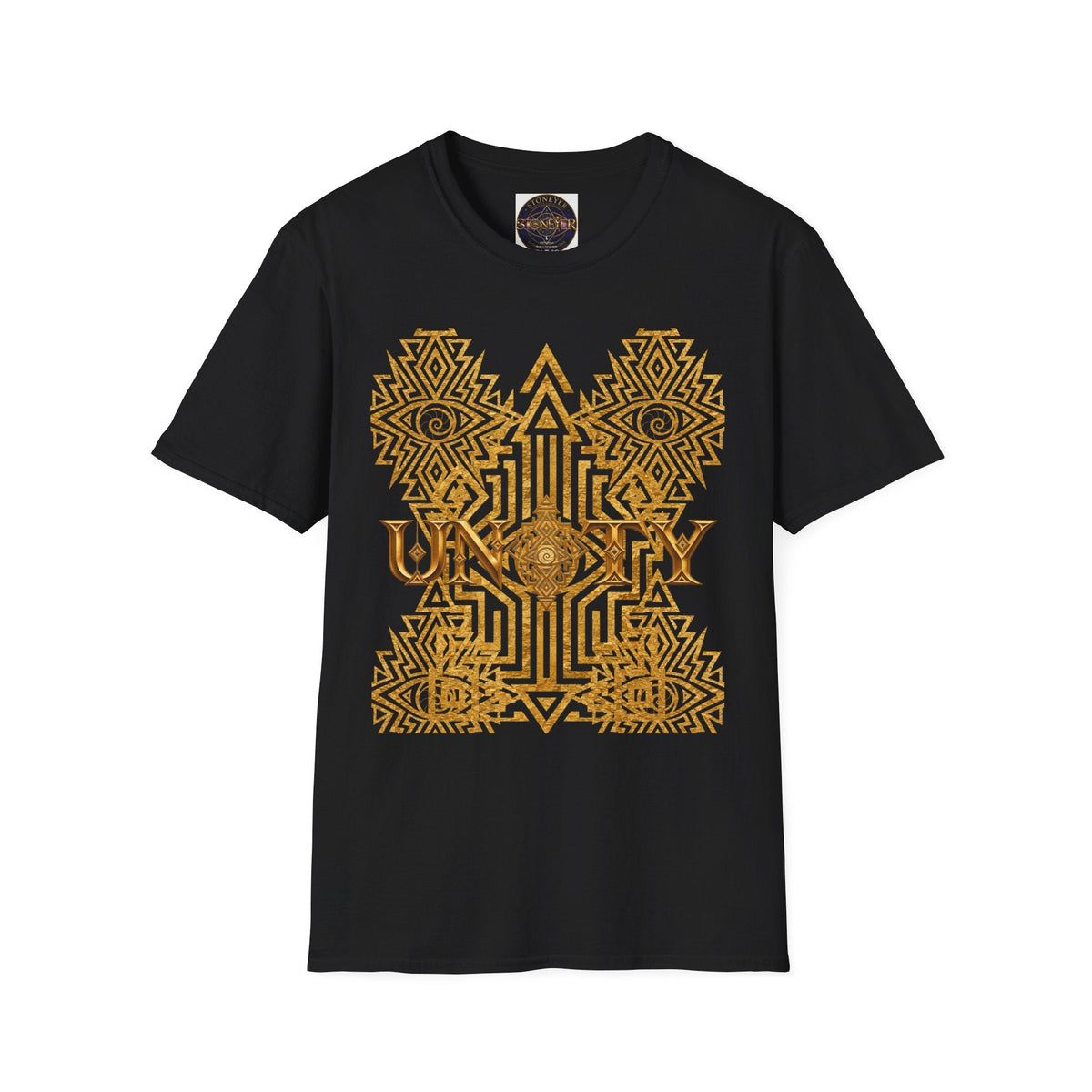 Protection Masculine Geometric  T-Shirt — Sacred Symbol Tee with Mandala Center