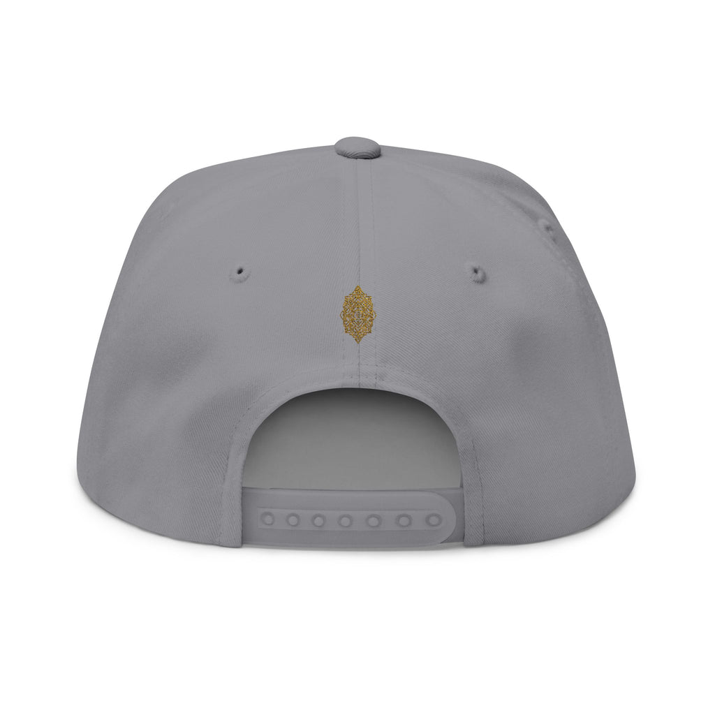 Geometric All-Seeing Eye Embroidery Flat Bill Cap | Aztec-Inspired Symbol