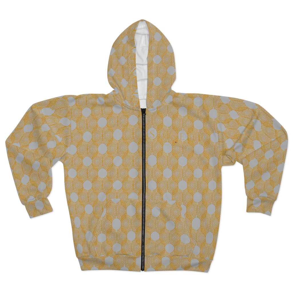 Gold Dot Zip Hoodie  — StoneYer Os Vintage  Balance Sunbeam All-Over Print