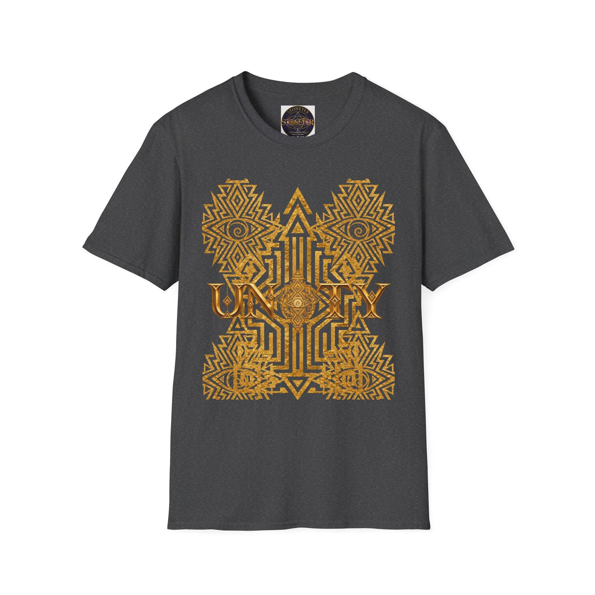 Protection Masculine Geometric  T-Shirt — Sacred Symbol Tee with Mandala Center