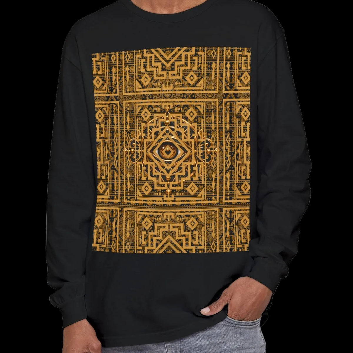Geometric Eye Mandala Long Sleeve T-Shirt | Tribal Pattern