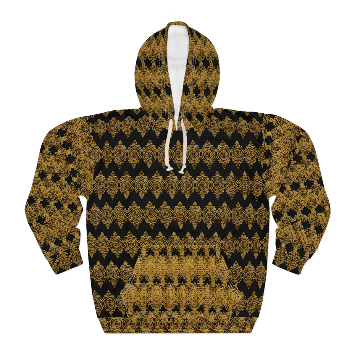 StoneYer Unity Pattern Hoodie — Gold & Black Vintage Geometric Pullover