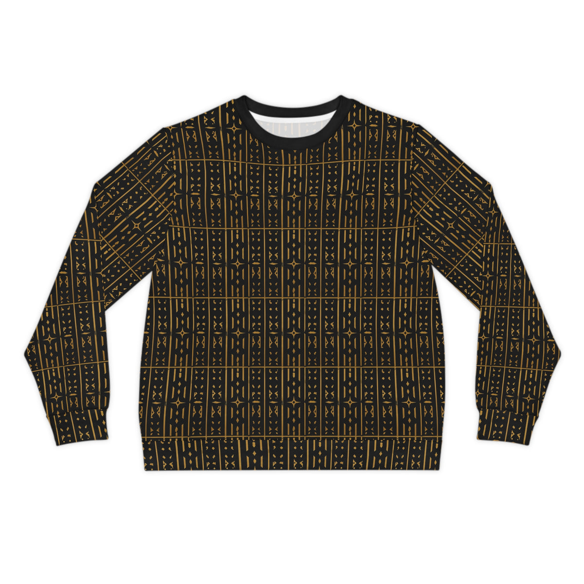Adinkra Pattern Sweatshirt | West African Symbol Print, Black & Gold