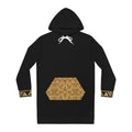 Lum lum Gold Hibiscus Tribal Pattern Hoodie Dress | Floral Geometric AOP
