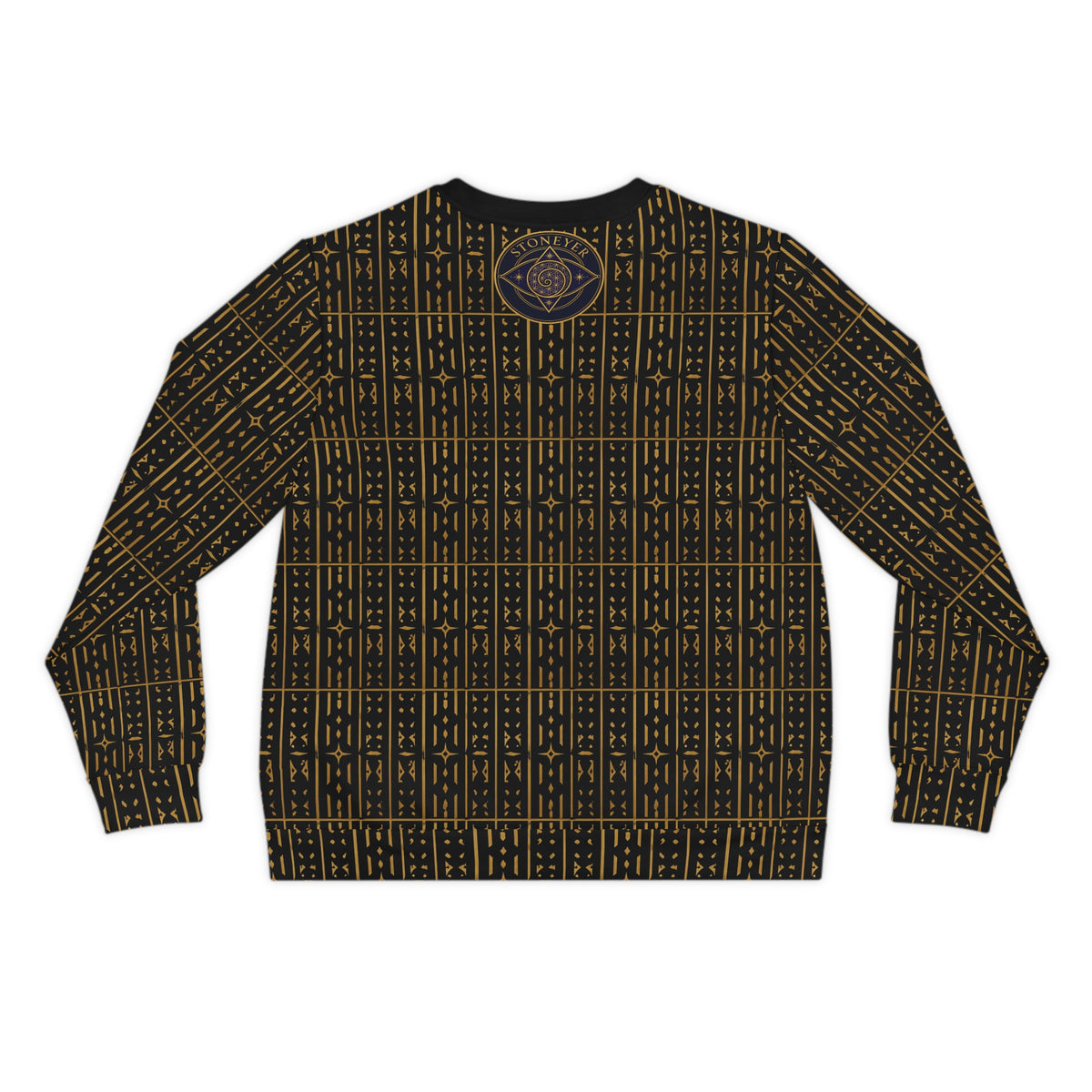 Adinkra Pattern Sweatshirt | West African Symbol Print, Black & Gold
