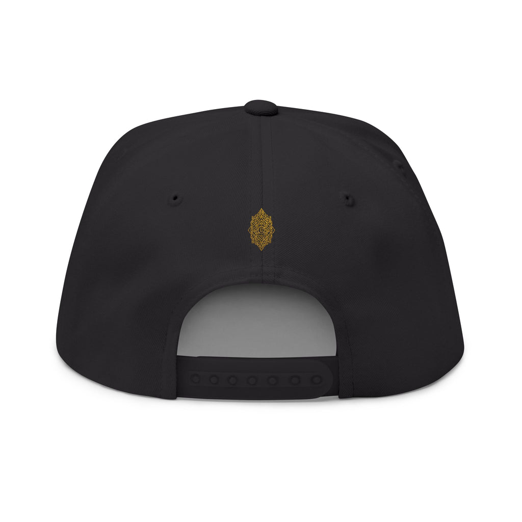 Geometric All-Seeing Eye Embroidery Flat Bill Cap | Aztec-Inspired Symbol