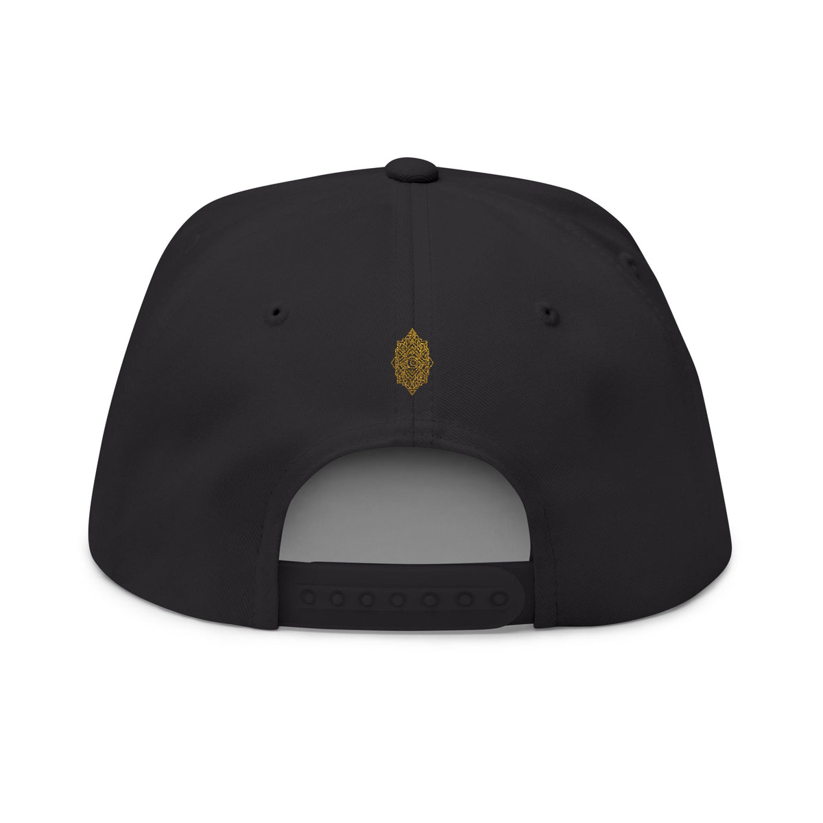 Geometric All-Seeing Eye Embroidery Flat Bill Cap | Aztec-Inspired Symbol