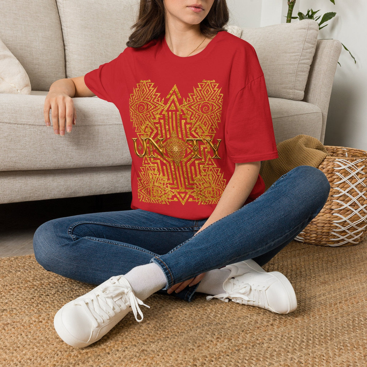 Protection Masculine Geometric  T-Shirt — Sacred Symbol Tee with Mandala Center